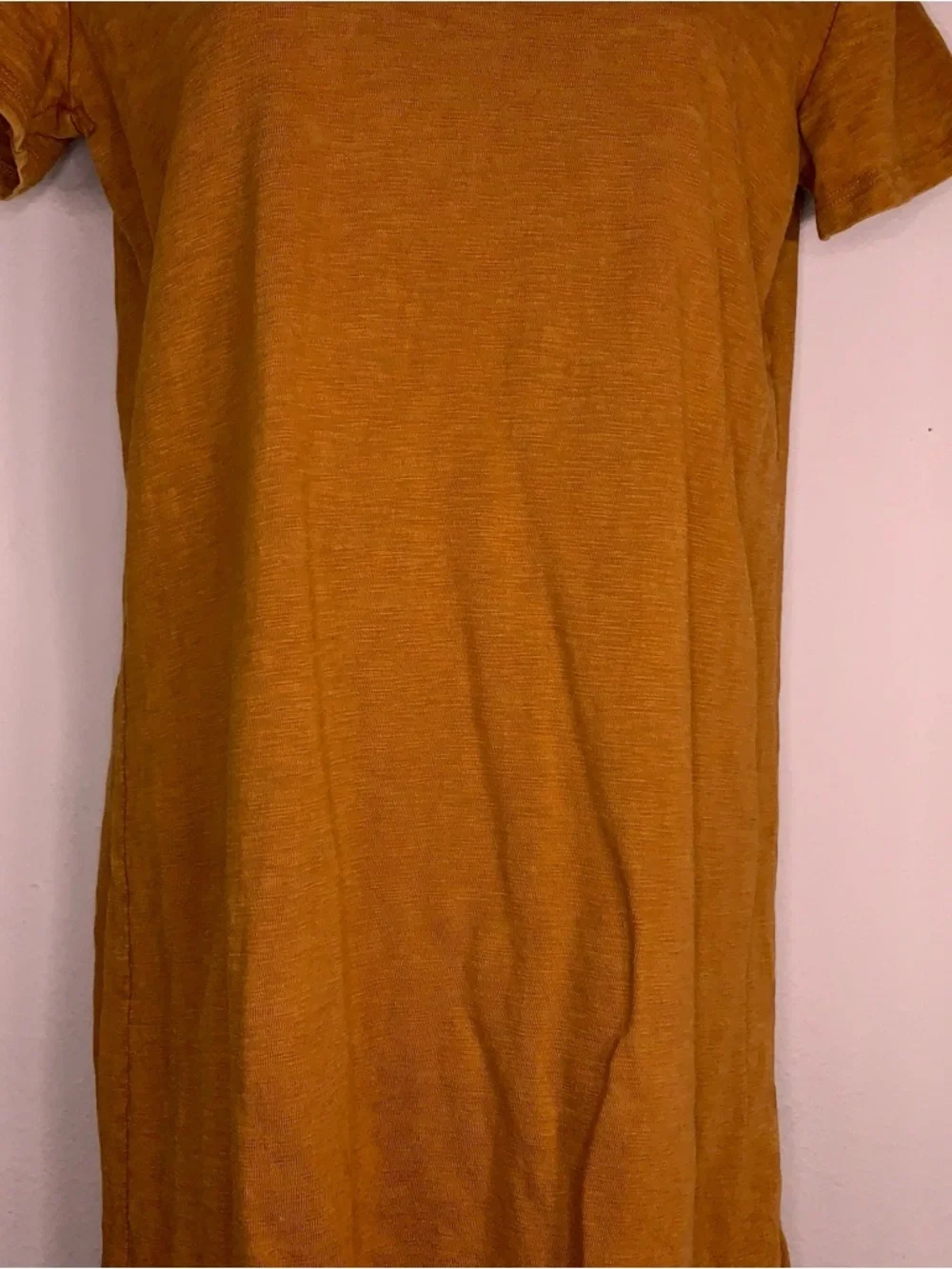 XS Universal Thread Mustard Yellow Dress Vneck Short Sleeve Cotton Stretch